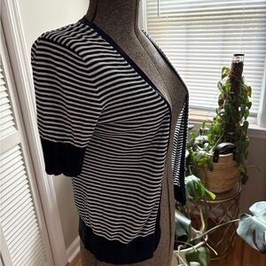 LOFT Monochrome Striped Knit cardigan